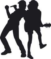 Silhouettes of street musians