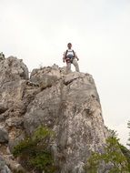 backpacker on the rock