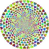 chromatic hearts in the shape of a circle