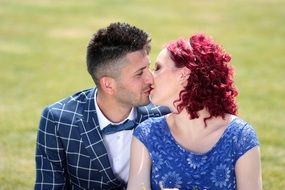 romantic kiss of a couple in love