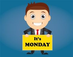 drawn happy manager with the inscription it's monday