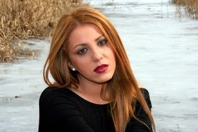sad girl on nature background