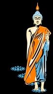 drawing of a Buddha on the black background