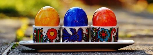 Easter eggs in egg-cups