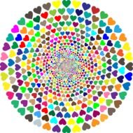 circle with rainbow hearts