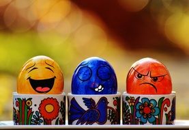 Easter eggs with funny faces