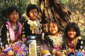 Children in traditional clothe, thailand, Chaing Mai