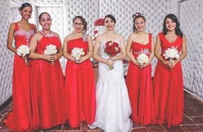 bride and bridesmaids