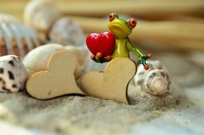 Heart and ceramic Frog