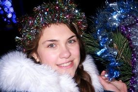 happy girl near the christmas tree