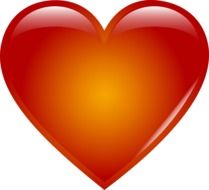 red heart with a yellow middle on a white background