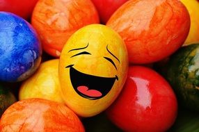 Easter egg with laughing face