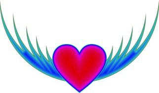 red heart with blue wings