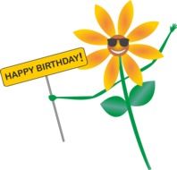 flower with banner Happy Birthday