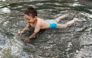 top view of baby in water