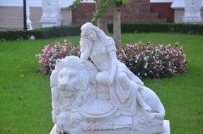 stone Sculpture of the princess with the lion