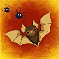 painted bat and two spiders