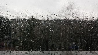 rainy weather outside black and white photo