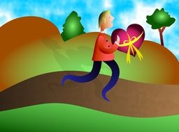 Delivery of human Heart colorful drawing