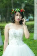 Vietnamese bride with floral wreath