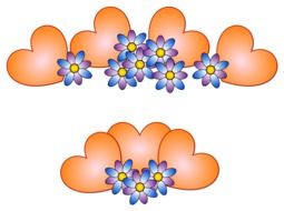 hearts with flowers as holiday attributes