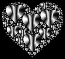 shiny metallic hearts
