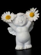 white angel with daisies