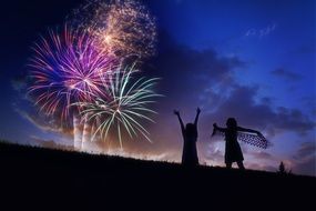 Fireworks Silhouette people