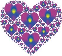 purple blue hearts in the shape of a heart