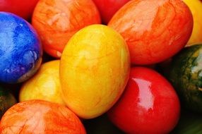 Easter eggs with bright shiny shells