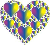 shiny colored hearts