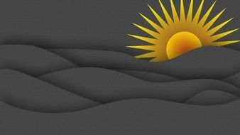 digital drawing of peeking out sun among grey sky