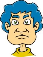clipart of an evil man with blue hair