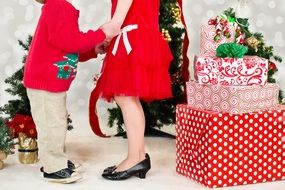 dressed up children at the Christmas holiday