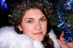 girl with christmas decorations