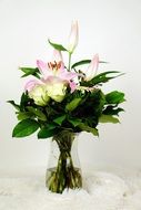 bouquet in a transparent glass vase