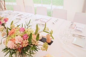 Bouquet on table served for Wedding Ceremony