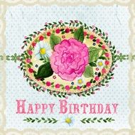 Happy Birthday Pink Floral drawing