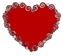 red heart with curls as a graphic image