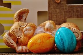 easter bunny with eggs