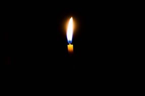 fire on a candle on a black background