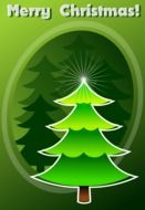 Christmas card with a picture of a green Christmas tree