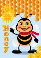 Colorful smiling bee with the honey clipart