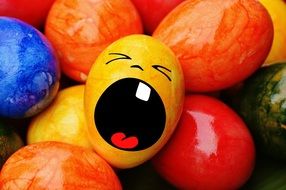 Easter eggs with funny face