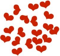 many red hearts of lovers on a white background