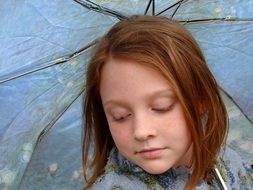 Girl in Rain Umbrella