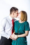 couple kissing on a photo shoot