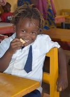 cute Little dark skin Girl with braids Smiles, Rwanda