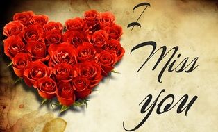 romantic card with red roses heart