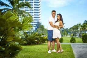 couple in love in a park in thailand